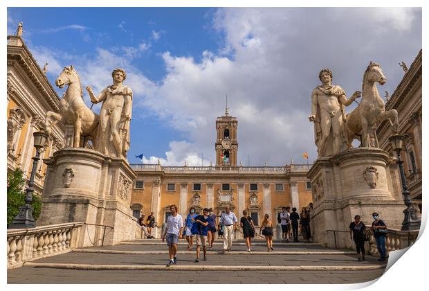 Castor And Pollux At Capitoline Hill In Rome Print by Artur Bogacki