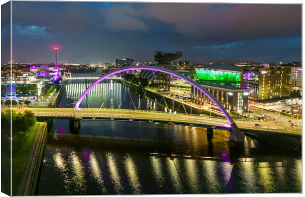 The Clyde Arc Bridge at Night Canvas Print by Apollo Aerial Photography