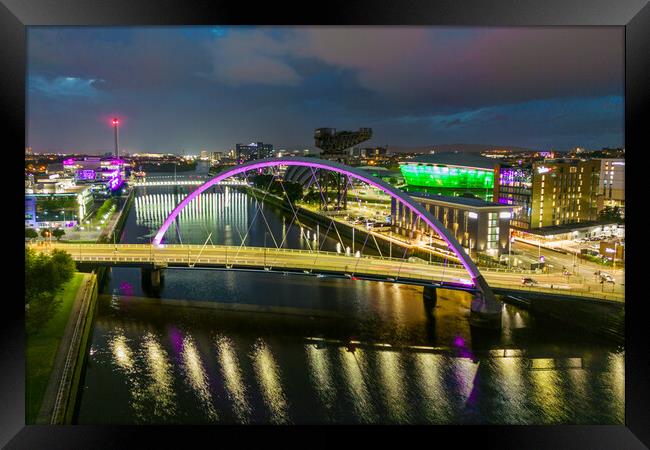 The Clyde Arc Bridge at Night Framed Print by Apollo Aerial Photography