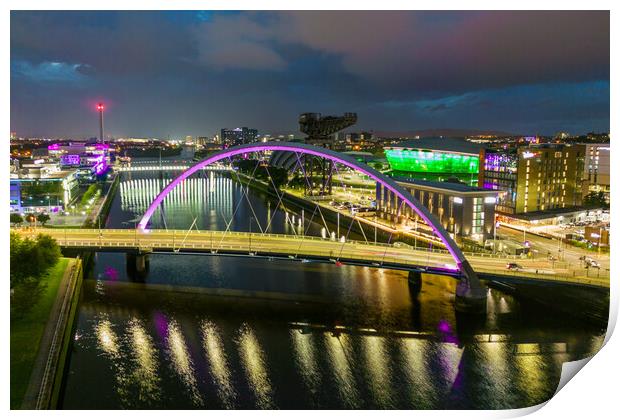 The Clyde Arc Bridge at Night Print by Apollo Aerial Photography