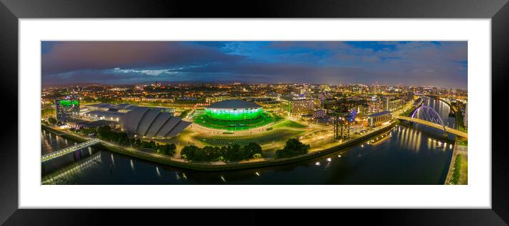 Glasgow Waterfront at Night Framed Mounted Print by Apollo Aerial Photography