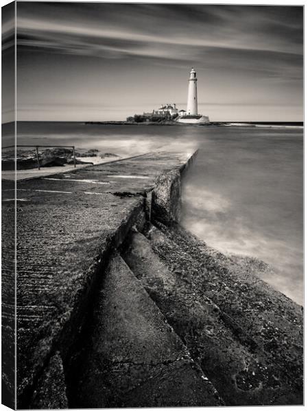 Path to St Mary's Lighthouse Canvas Print by Dave Bowman