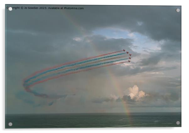 Red Arrows through the Rainbow Acrylic by Jo Sowden