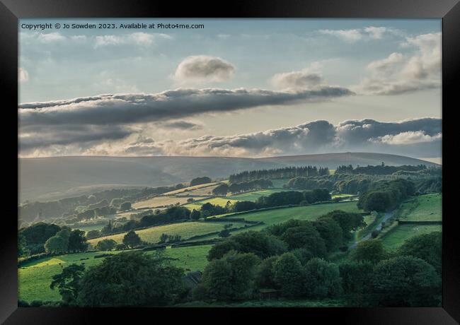 View from Hound Tor Framed Print by Jo Sowden