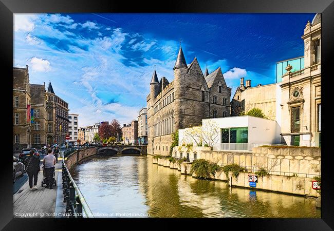 The Serene Canal of Ghent - CR2304-9035-PIN Framed Print by Jordi Carrio