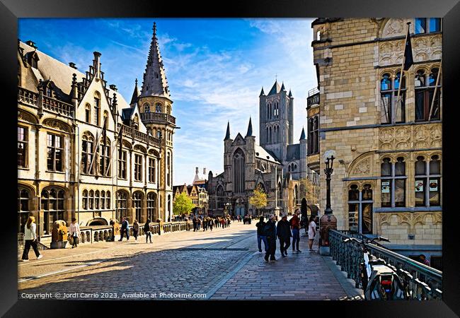 Historical monuments of Ghent - CR2304-9036-ABS Framed Print by Jordi Carrio