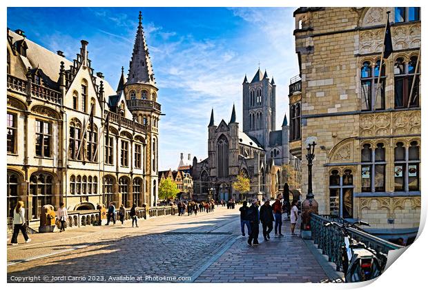 Historical monuments of Ghent - CR2304-9036-ABS Print by Jordi Carrio