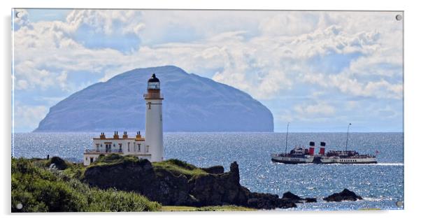 PS Waverley passing Turnberry lighthouse, Ayrshire Acrylic by Allan Durward Photography