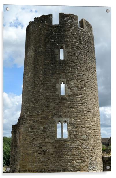 The Lady Tower at Farleigh Hungerford Castle Acrylic by Peter Wiseman