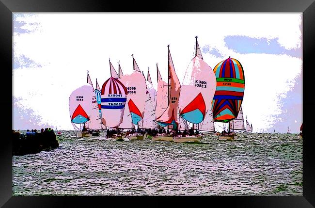 Vibrant Regatta: Cowes Yacht Race Framed Print by john hill