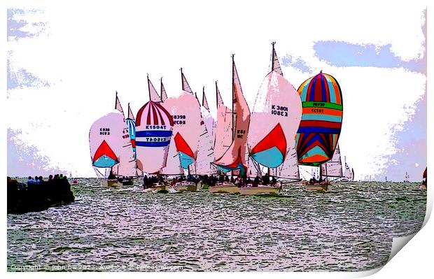 Vibrant Regatta: Cowes Yacht Race Print by john hill
