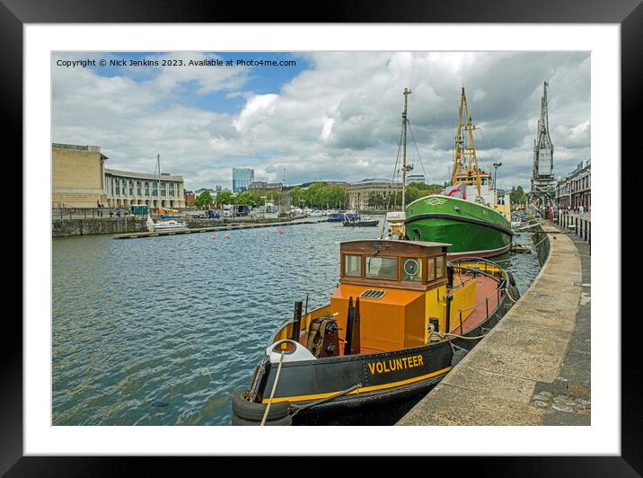 Bristol Floating Harbour and Moored Boats Volunteer and Bee  Framed Mounted Print by Nick Jenkins