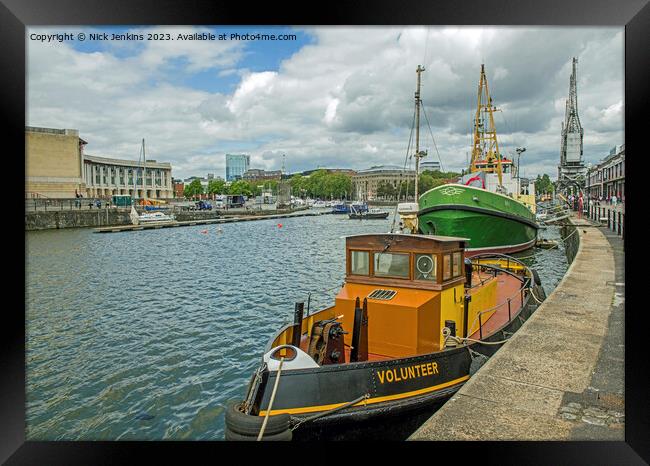 Bristol Floating Harbour and Moored Boats Volunteer and Bee  Framed Print by Nick Jenkins