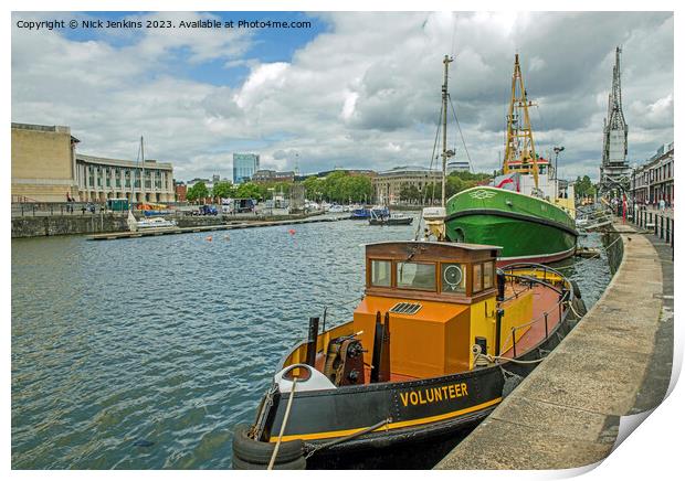 Bristol Floating Harbour and Moored Boats Volunteer and Bee  Print by Nick Jenkins