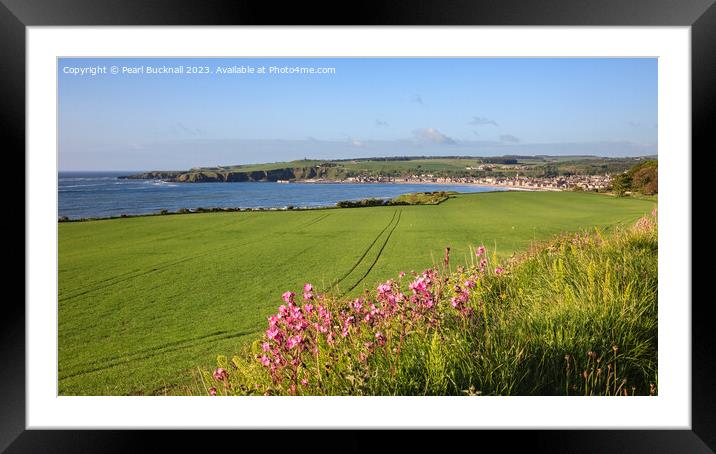 Across the Fields to Stonehaven Aberdeenshire pano Framed Mounted Print by Pearl Bucknall