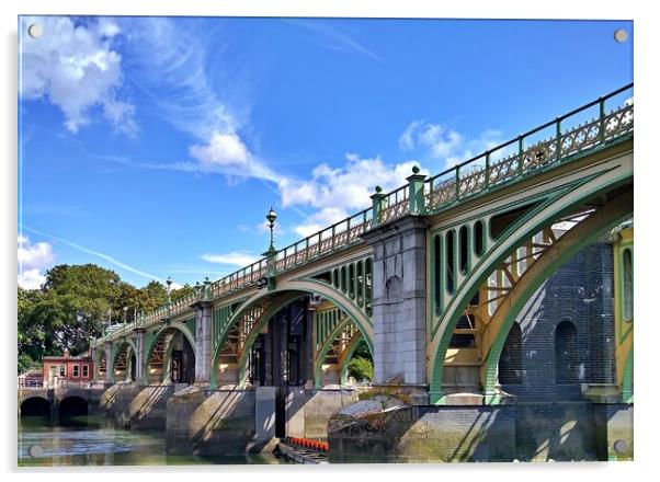 Richmond Lock and Footbridge Acrylic by Antony Robinson