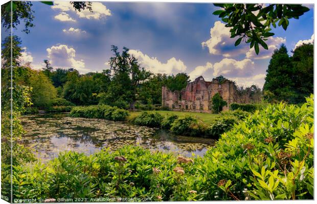 The ruins of Old Scotney Castle in Kent England Uk late afternoon Canvas Print by John Gilham