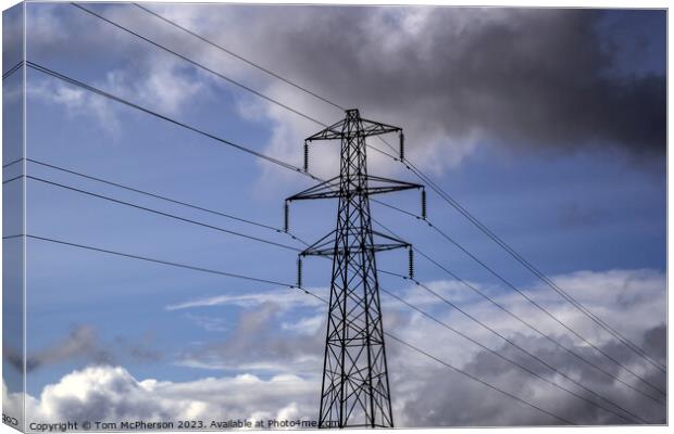 Power Lines: Cloudy Sky Symphony Canvas Print by Tom McPherson