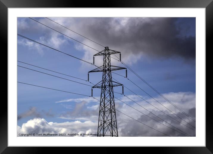 Power Lines: Cloudy Sky Symphony Framed Mounted Print by Tom McPherson