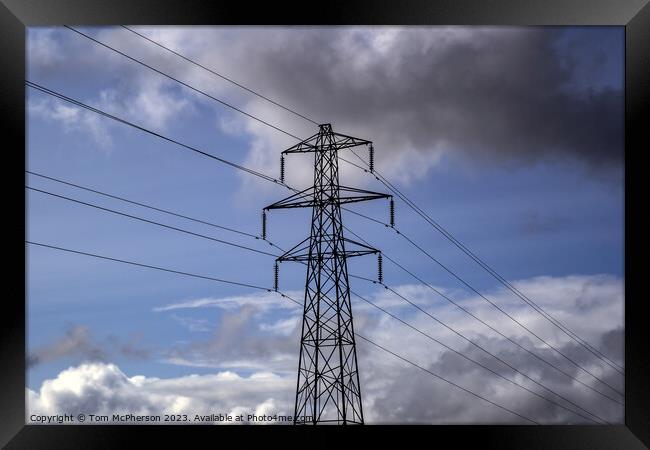 Power Lines: Cloudy Sky Symphony Framed Print by Tom McPherson