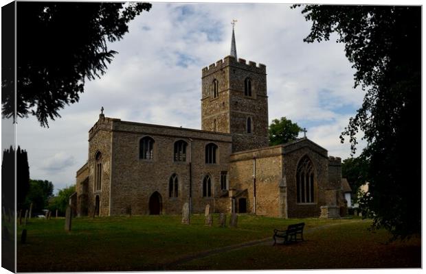 St. Mary's church in Fowlmere, Cambridgeshire Canvas Print by Peter Wiseman