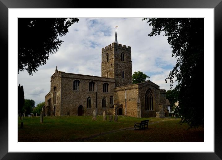 St. Mary's church in Fowlmere, Cambridgeshire Framed Mounted Print by Peter Wiseman