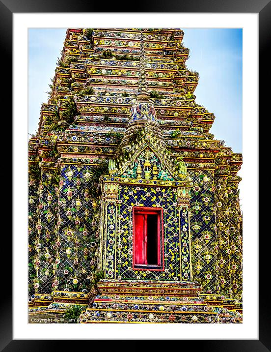 Red Door Pagoda Phra Maha Chedi Wat Pho Bangkok Thailand Framed Mounted Print by William Perry