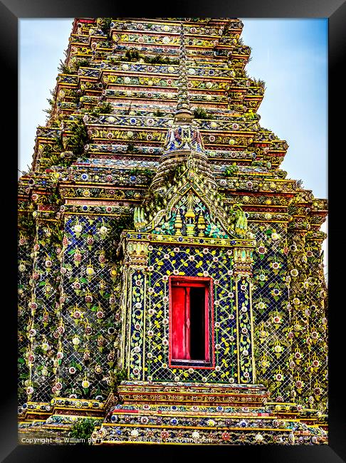 Red Door Pagoda Phra Maha Chedi Wat Pho Bangkok Thailand Framed Print by William Perry