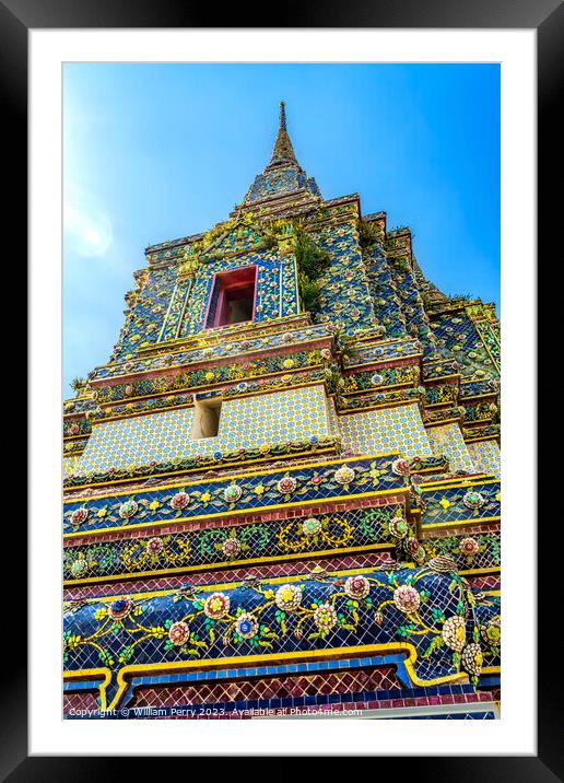 Red Door Pagoda Phra Maha Chedi Wat Pho Bangkok Thailand Framed Mounted Print by William Perry