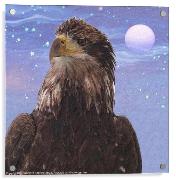 Lunar Illumination: Eagle's Night Watch Acrylic by Charlotte Radford