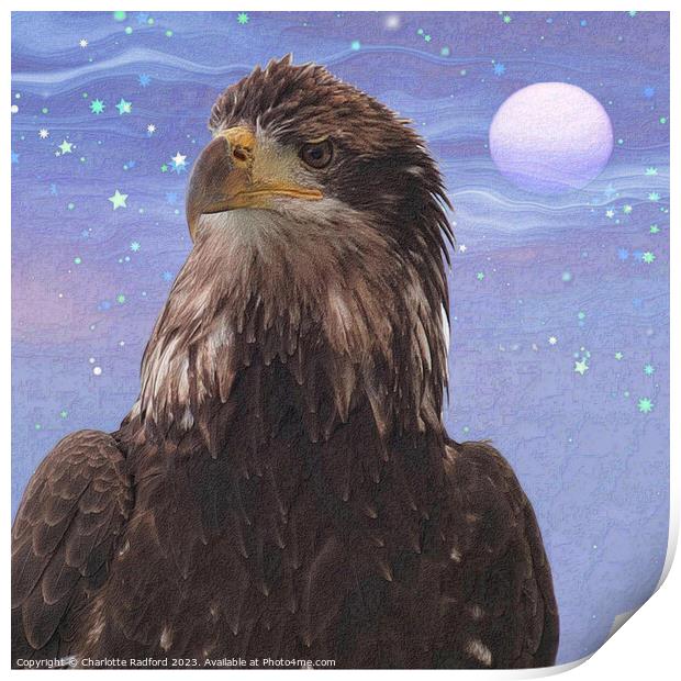 Lunar Illumination: Eagle's Night Watch Print by Charlotte Radford