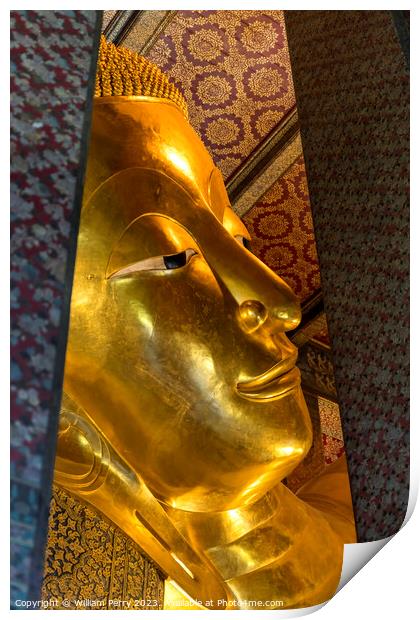  Face Reclining Buddha Front Wat Pho Bangkok Thailand Print by William Perry