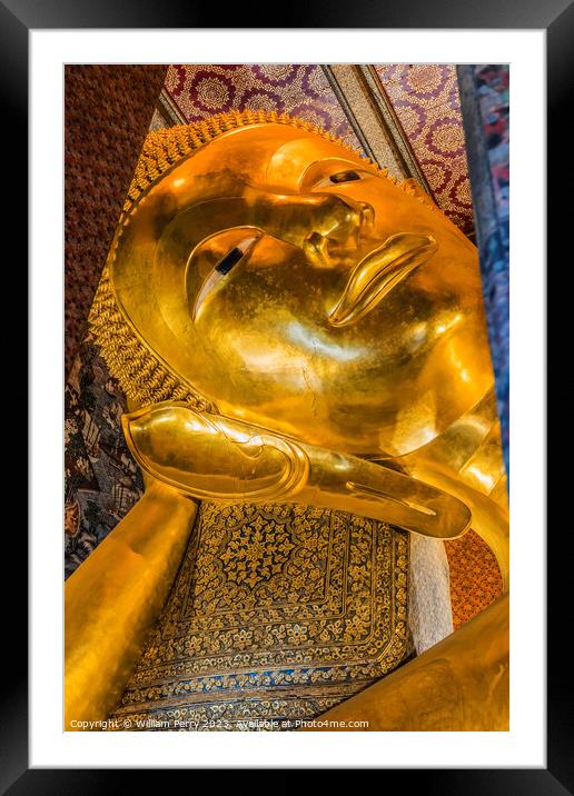  Face Reclining Buddha Wat Pho Bangkok Thailand Framed Mounted Print by William Perry