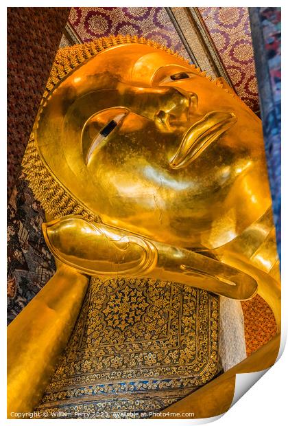  Face Reclining Buddha Wat Pho Bangkok Thailand Print by William Perry