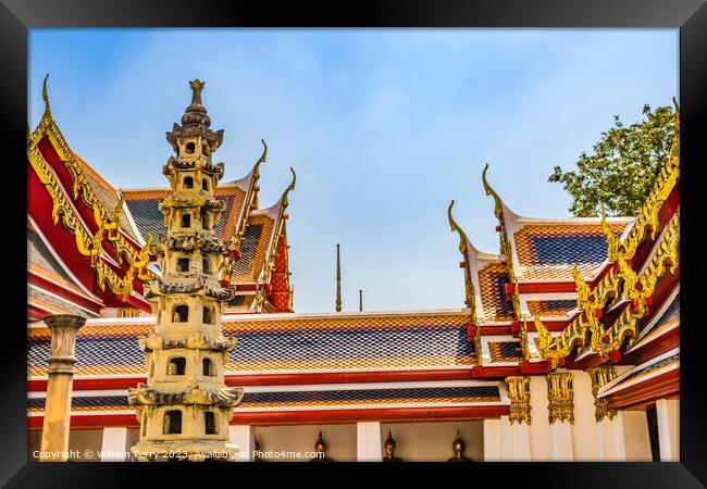 Pagoda Phra Rabiang Contains Many Buddhas Wat Pho Bangkok Thaila Framed Print by William Perry