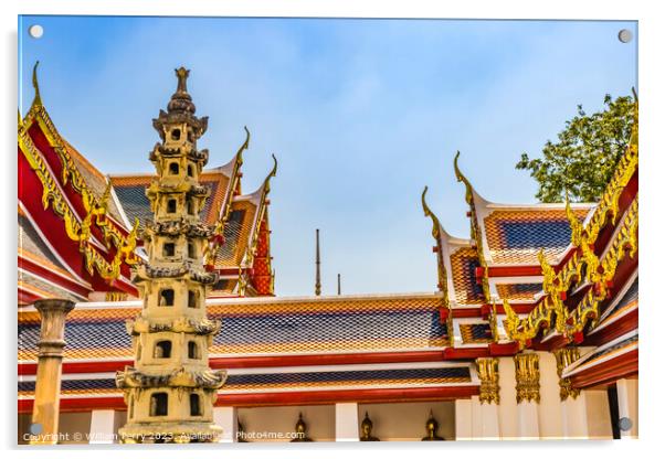 Pagoda Phra Rabiang Contains Many Buddhas Wat Pho Bangkok Thaila Acrylic by William Perry