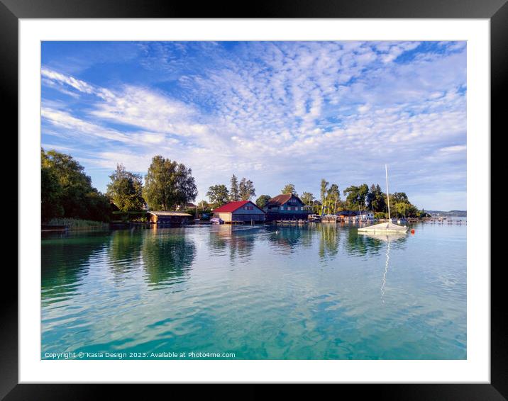 Gentle Morning Reflections on Lake Wörth Framed Mounted Print by Kasia Design