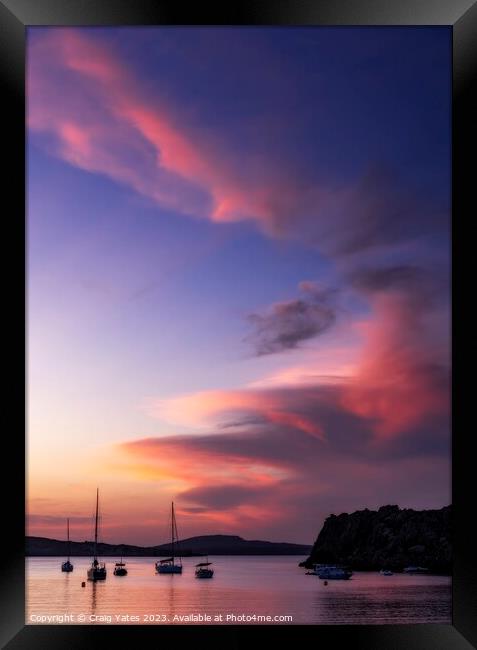 Menorca Sunset Sky Framed Print by Craig Yates