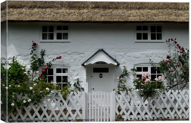Thatched cottage in Avebury Canvas Print by Peter Wiseman