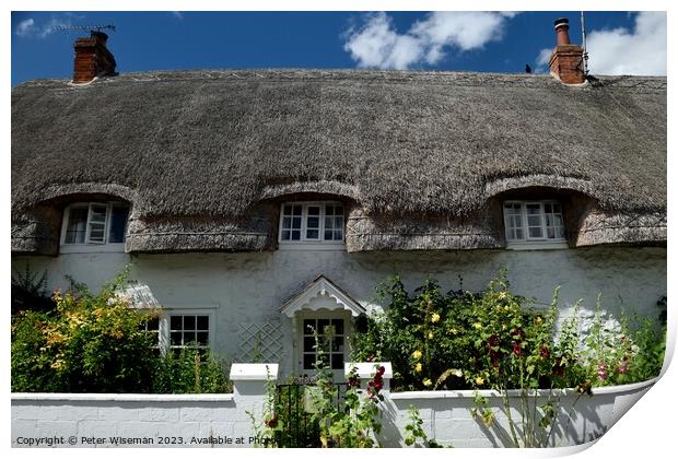  A thatched cottage  in Avebury Print by Peter Wiseman