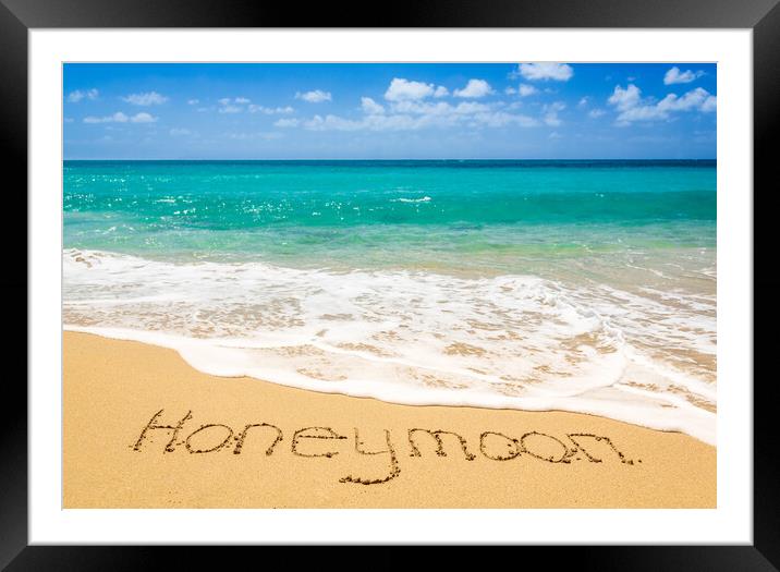 Romantic memory of honeymoon on tropical island Framed Mounted Print by Steve Heap
