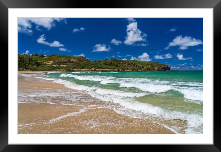 View along Kahili or Rock Quarry beach on north coast Kauai Framed Mounted Print by Steve Heap