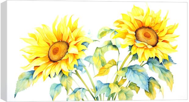 Watercolour Sunflowers Canvas Print by Steve Smith