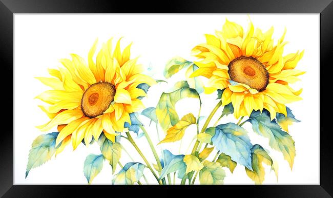 Watercolour Sunflowers Framed Print by Steve Smith