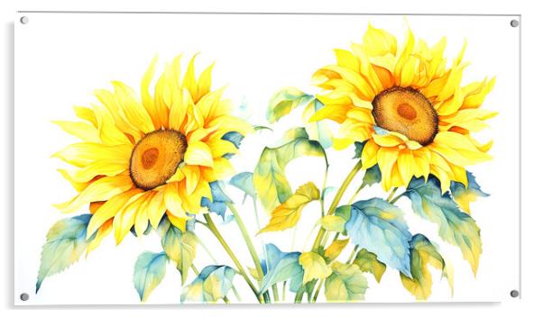 Watercolour Sunflowers Acrylic by Steve Smith