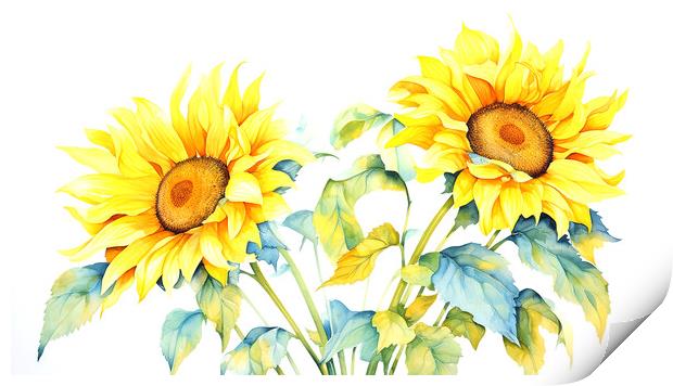 Watercolour Sunflowers Print by Steve Smith