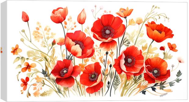 Watercolour Poppies Canvas Print by Steve Smith