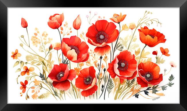 Watercolour Poppies Framed Print by Steve Smith