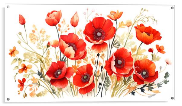 Watercolour Poppies Acrylic by Steve Smith