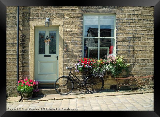 A Pretty Yorkshire Cottage of Haworth  Framed Print by Alison Chambers